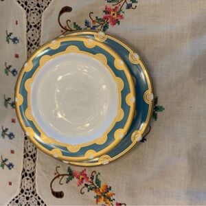 Set of 8 Elegant Lenox Kate Spade Corona Gold Aqua Bread and Butter Plates